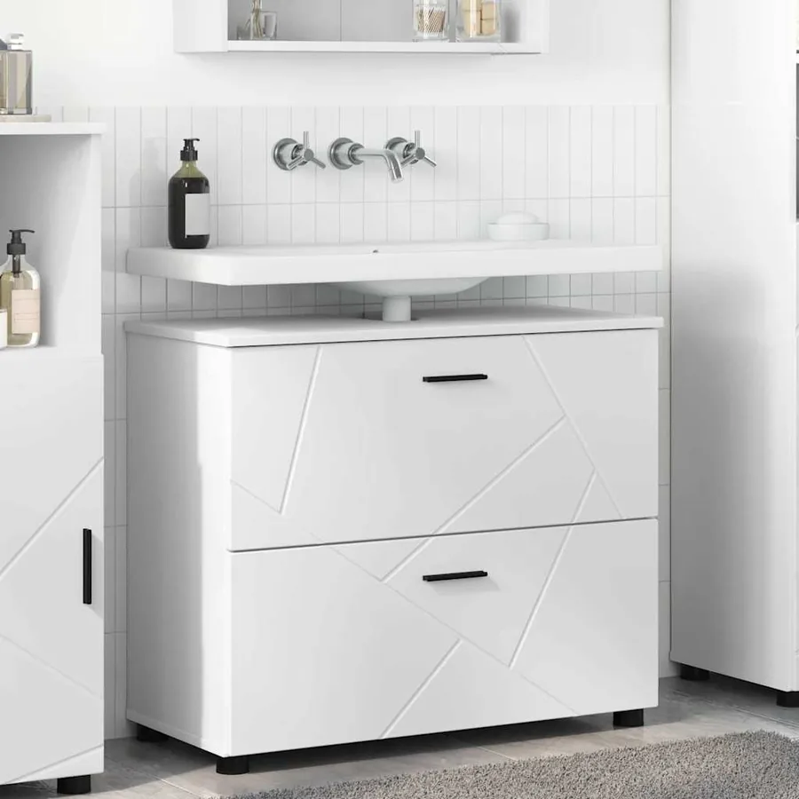 Cabinet de salle de bain avec tiroir Blanc 76,5 x 35 x 64 cm
