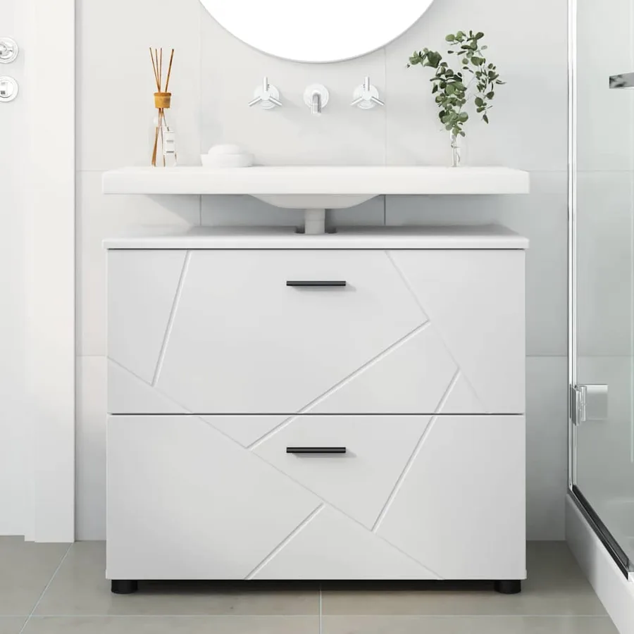 Cabinet de salle de bain avec tiroir Blanc 76,5 x 35 x 64 cm - 4