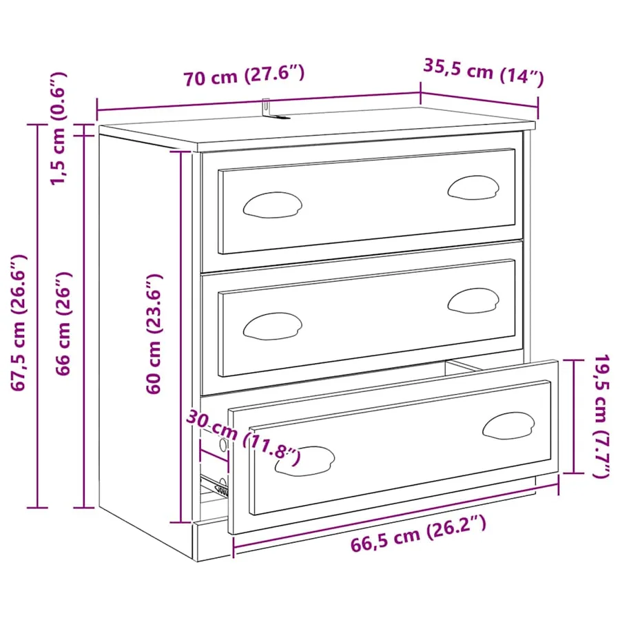 Buffet Chêne noir 70 x 35,5 x 67,5 cm Bois d'ingénierie - 12