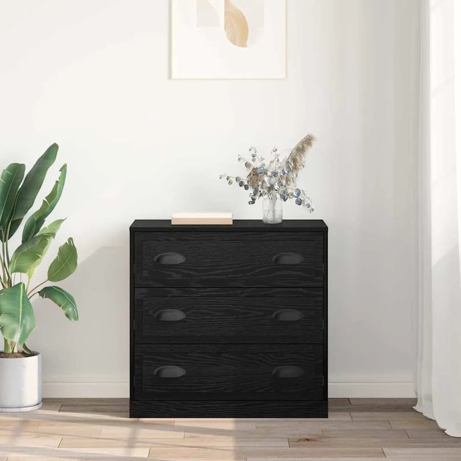 Buffet Chêne noir 70 x 35,5 x 67,5 cm Bois d'ingénierie - 4
