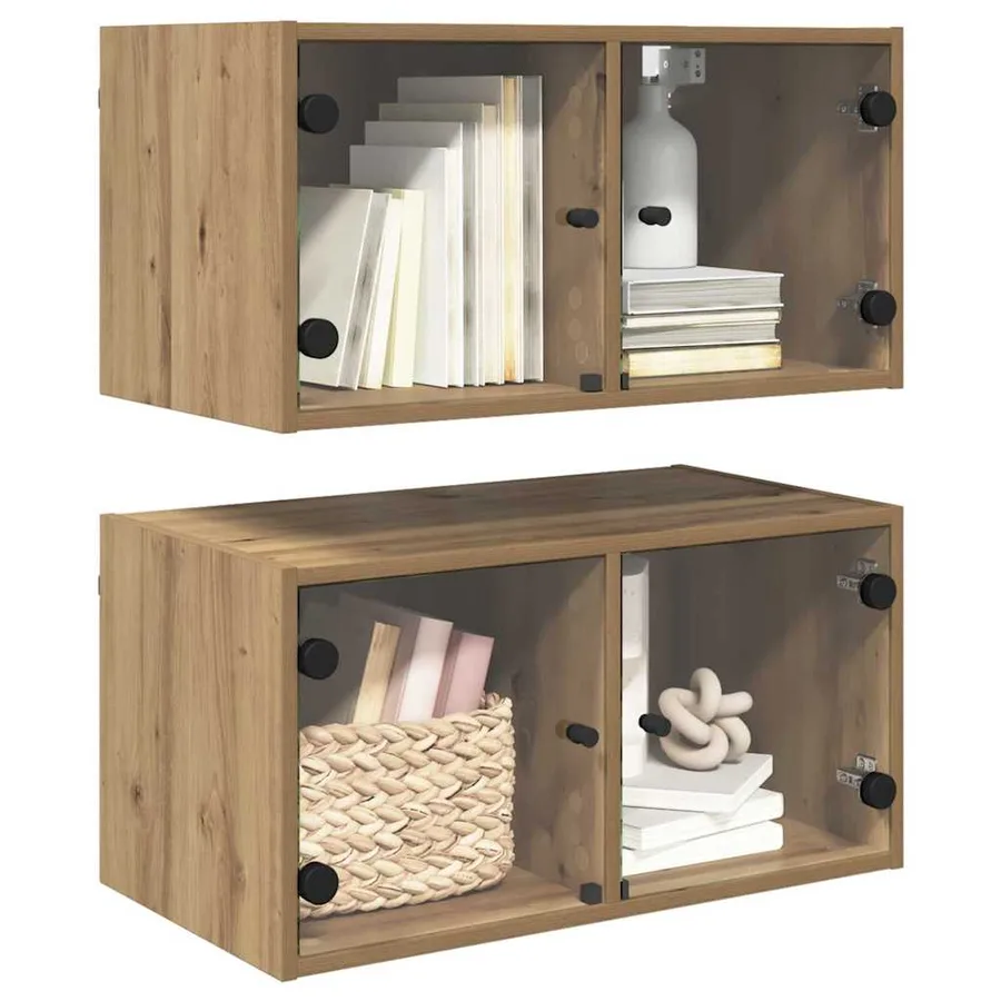 Cabinets muraux 2 pc 68 x 37 x 35 cm Bois d'ingénierie - 3
