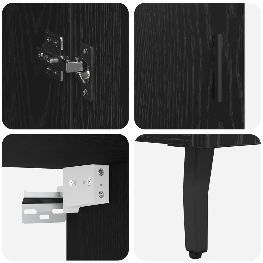 Haut Armoire 2 pcs Chêne noir Bois d'ingénierie - 11