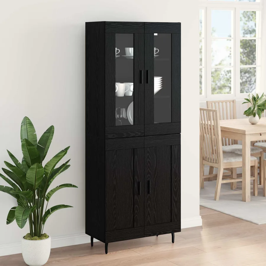 Haut Armoire 2 pcs Chêne noir Bois d'ingénierie - 4