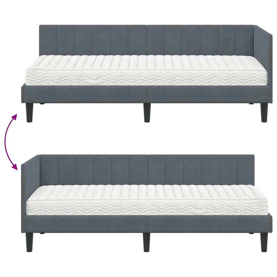 Cadre de lit d'angle avec matelas 2 pcs Gris Velours - 12
