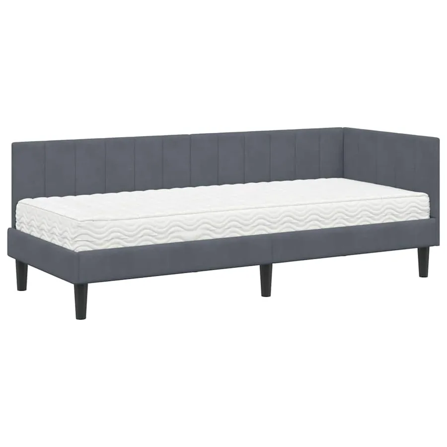 Cadre de lit d'angle avec matelas 2 pcs Gris Velours - 4