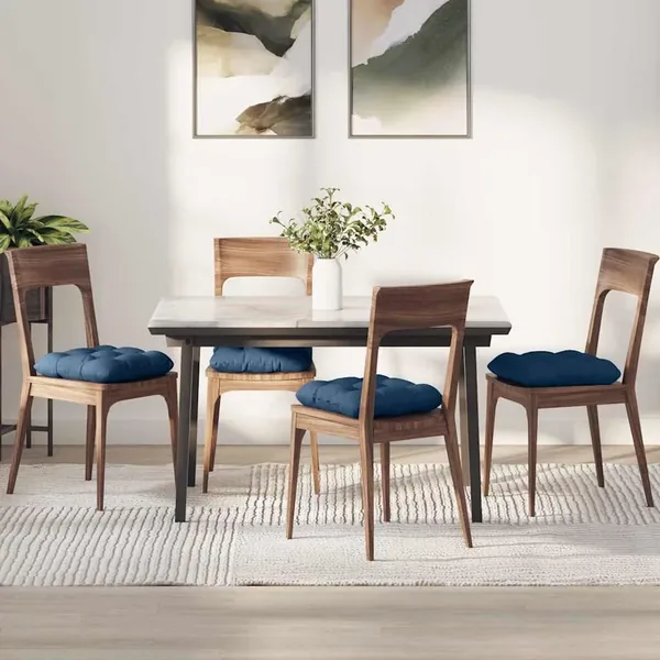 Coussins de siège 4 pcs Bleu 45 x 45 x 12 cm tissu