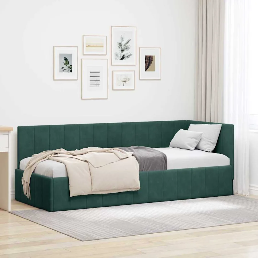 Cadre de lit d'angle Vert foncé 80 cm x 200 cm Velours