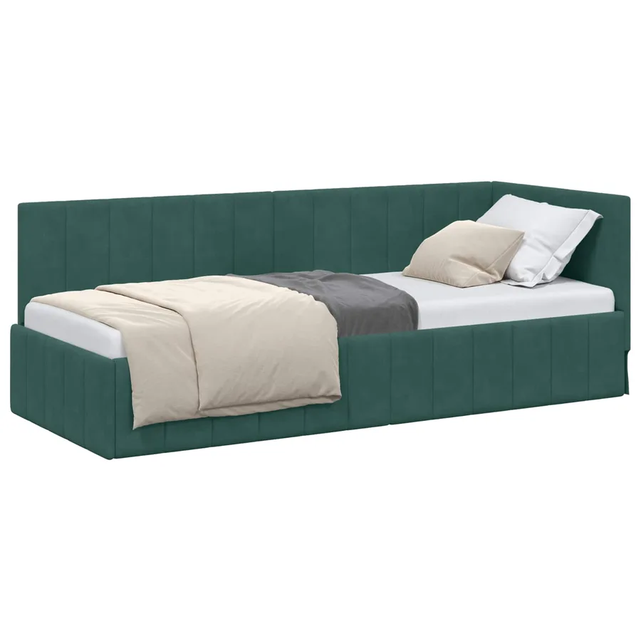 Cadre de lit d'angle Vert foncé 80 cm x 200 cm Velours - 2