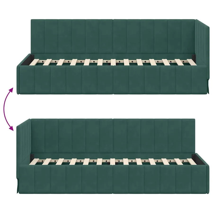 Cadre de lit d'angle Vert foncé 80 cm x 200 cm Velours - 9