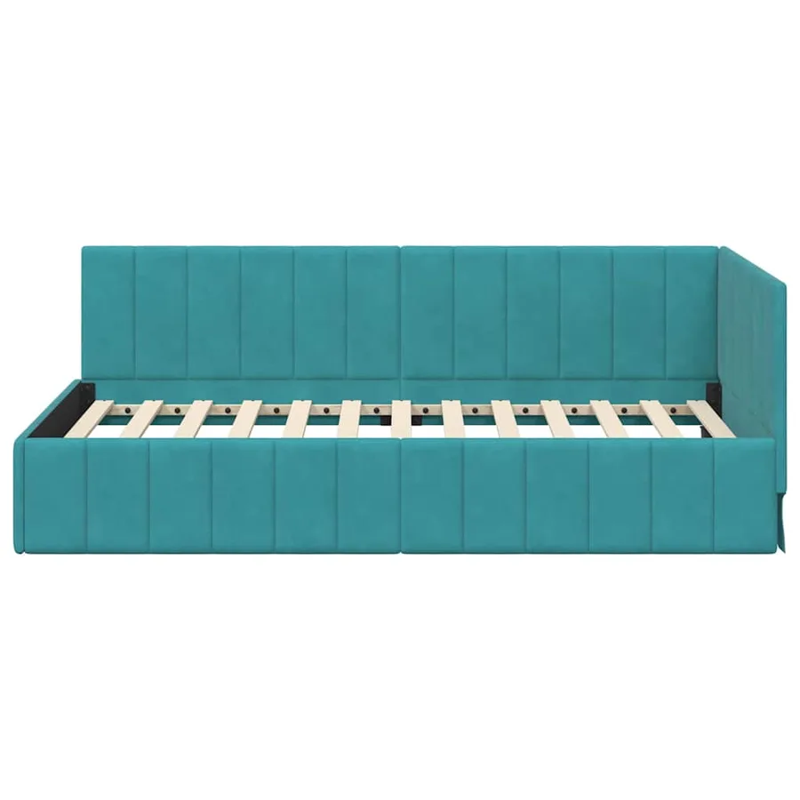 Cadre de lit d'angle Turquoise 90 cm x 190 cm Velours - 5