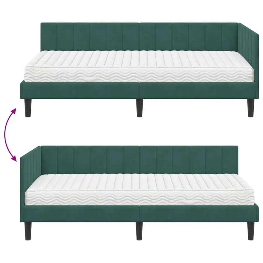 Cadre de lit d'angle avec matelas 2 pcs Vert Velours - 12