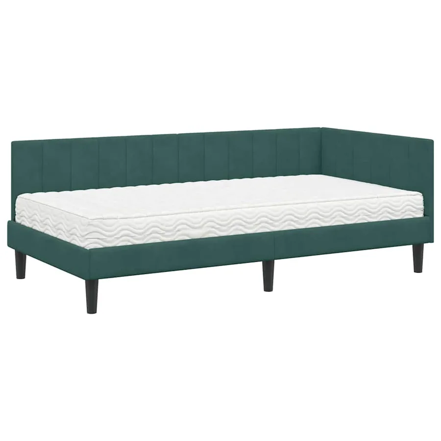 Cadre de lit d'angle avec matelas 2 pcs Vert Velours - 4