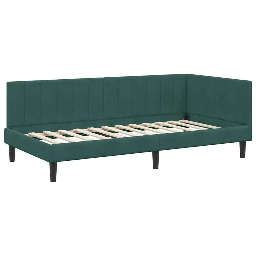 Cadre de lit d'angle avec matelas 2 pcs Vert Velours - 6