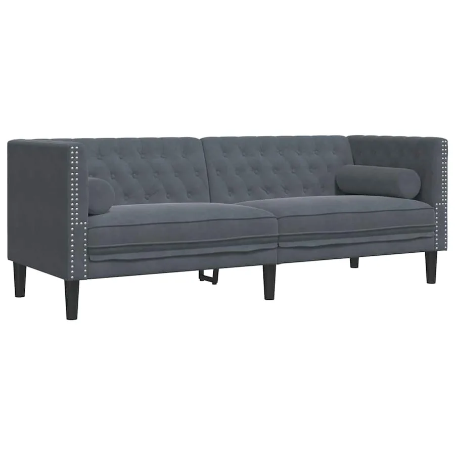 Canapé Gris foncé 194 x 74,5 x 70,5 cm Velours - 2