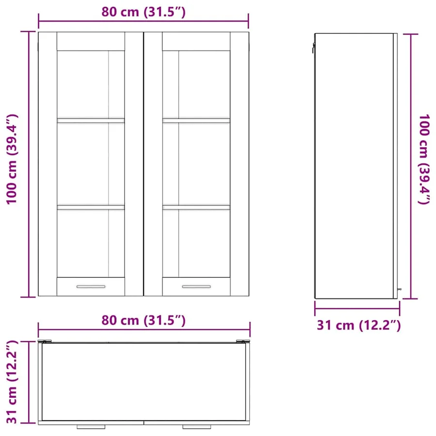 Armoire suspendue Chêne noir 80 x 31 x 100 cm Bois d'ingénierie - 12