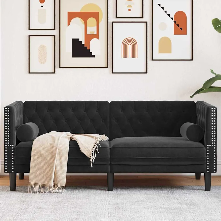 Canapé Noir 174 x 74,5 x 70,5 cm Velours