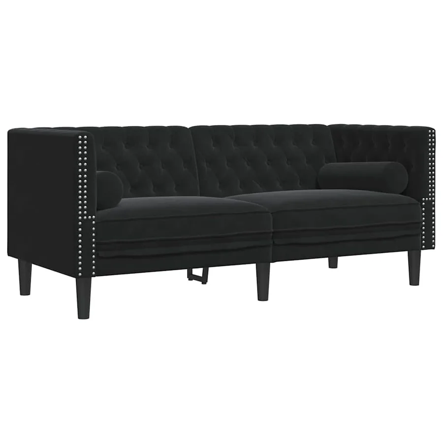 Canapé Noir 174 x 74,5 x 70,5 cm Velours - 2