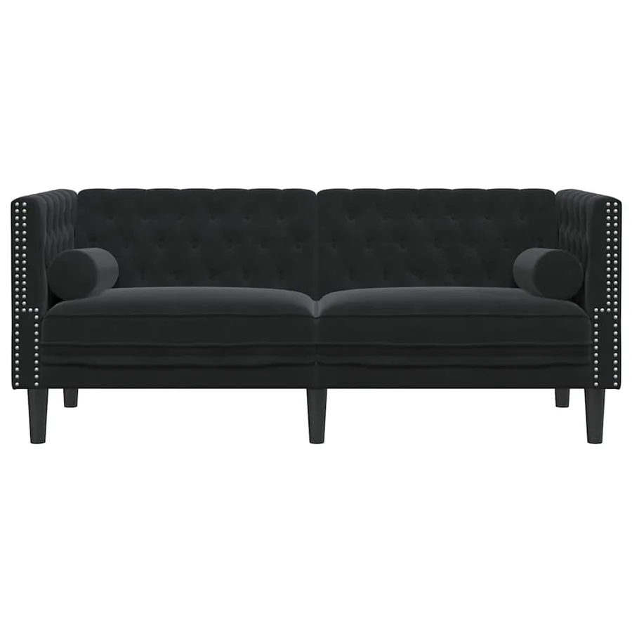 Canapé Noir 174 x 74,5 x 70,5 cm Velours - 4