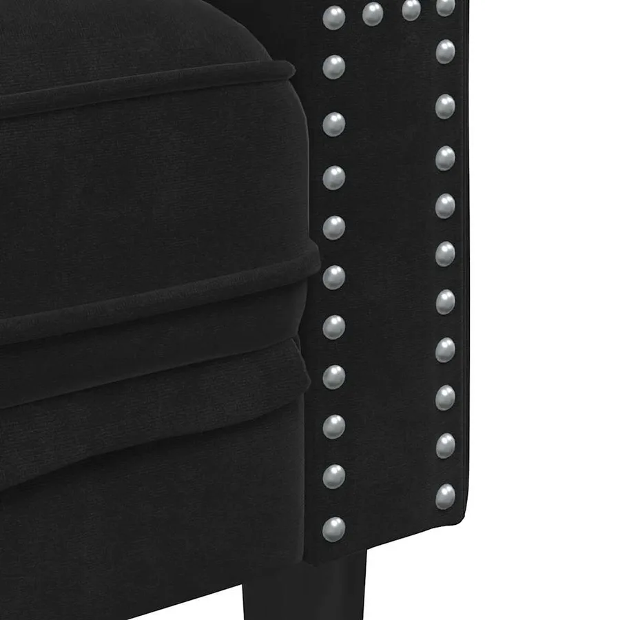 Canapé Noir 174 x 74,5 x 70,5 cm Velours - 7