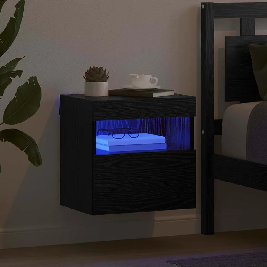 Meuble TV mural Chêne noir 40 x 30 x 40 cm Bois d'ingénierie - 5
