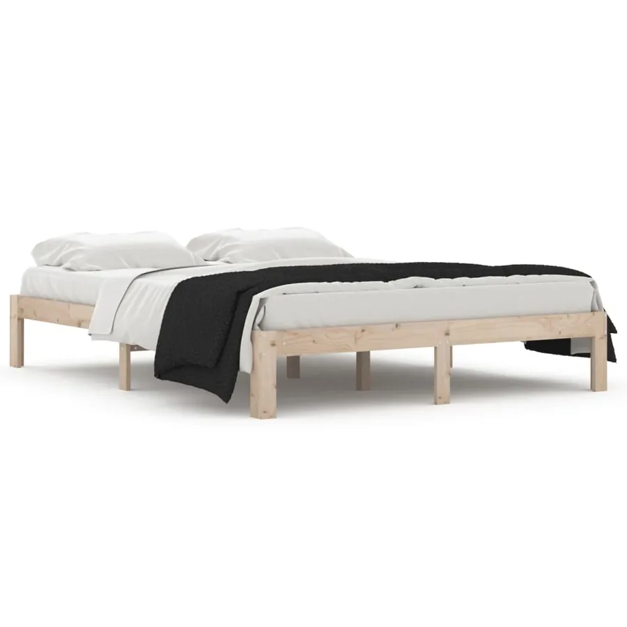 Cadre de lit sans matelas bois massif 150x200 cm - 2