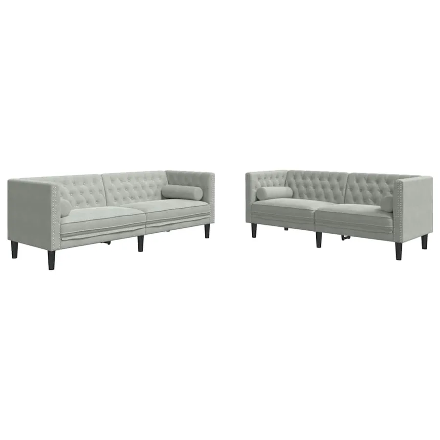 Canapé de salon 2 pcs Gris clair 194 x 74,5 x 70,5 cm Velours - 2