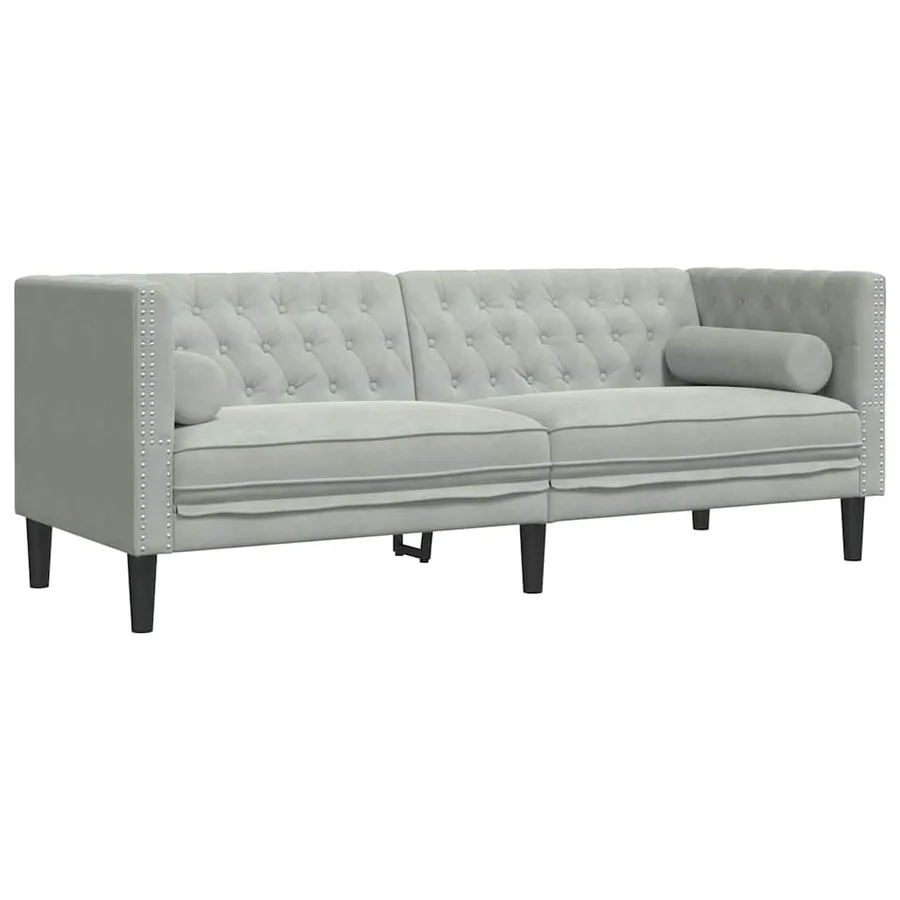 Canapé de salon 2 pcs Gris clair 194 x 74,5 x 70,5 cm Velours - 4