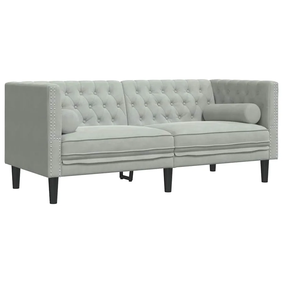 Canapé de salon 2 pcs Gris clair 194 x 74,5 x 70,5 cm Velours - 5