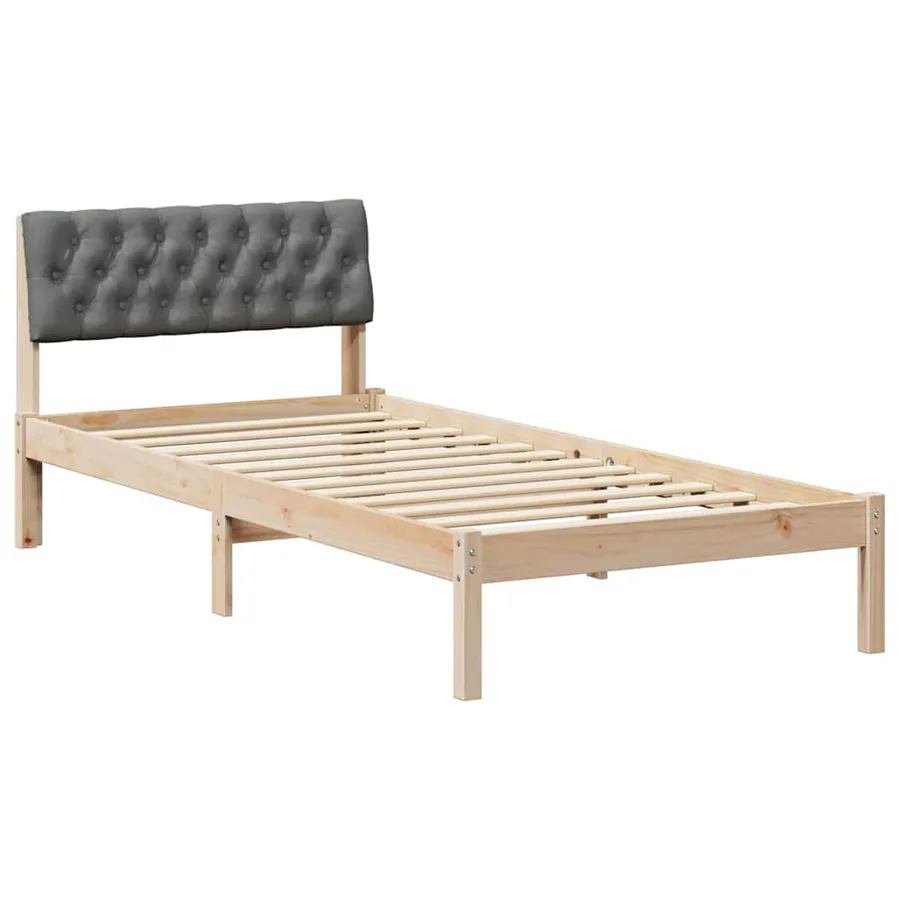 Cadre de lit avec tête de lit marron et gris foncé 90 x 200 cm - 2