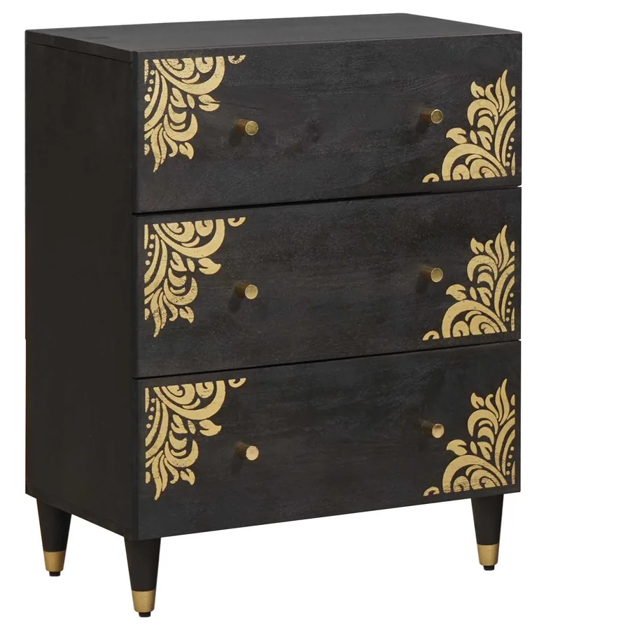 Buffet Noir 60 x 33 x 75 cm Bois de mangue massif