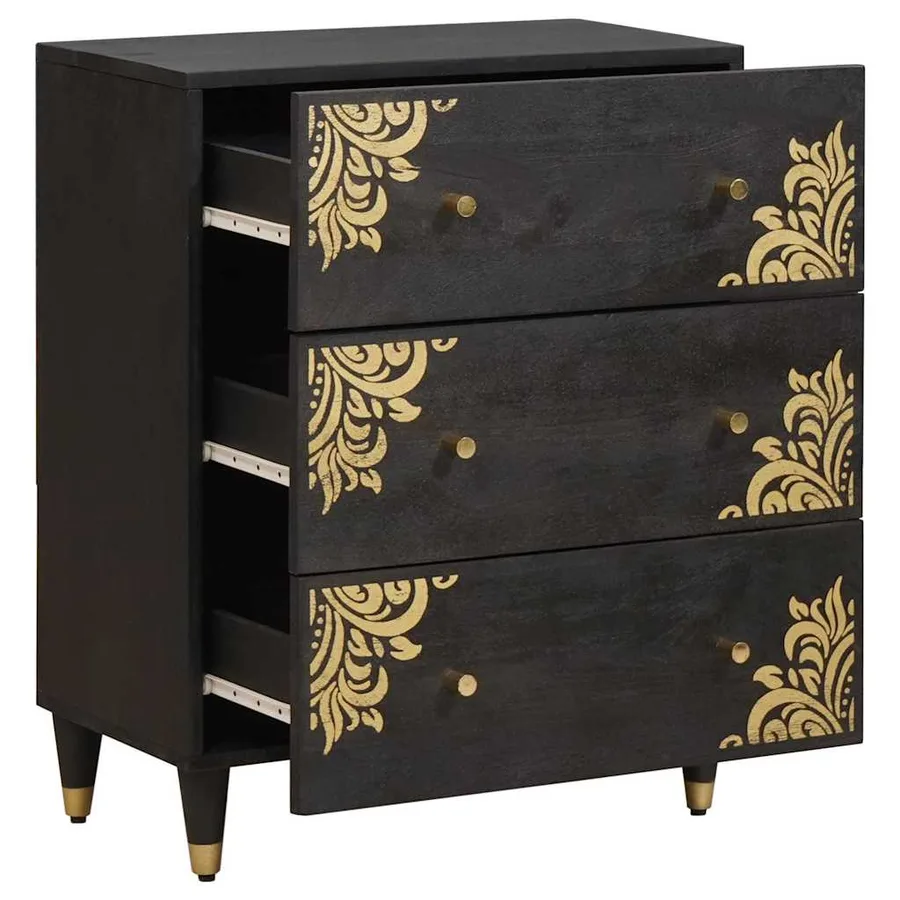 Buffet Noir 60 x 33 x 75 cm Bois de mangue massif - 2