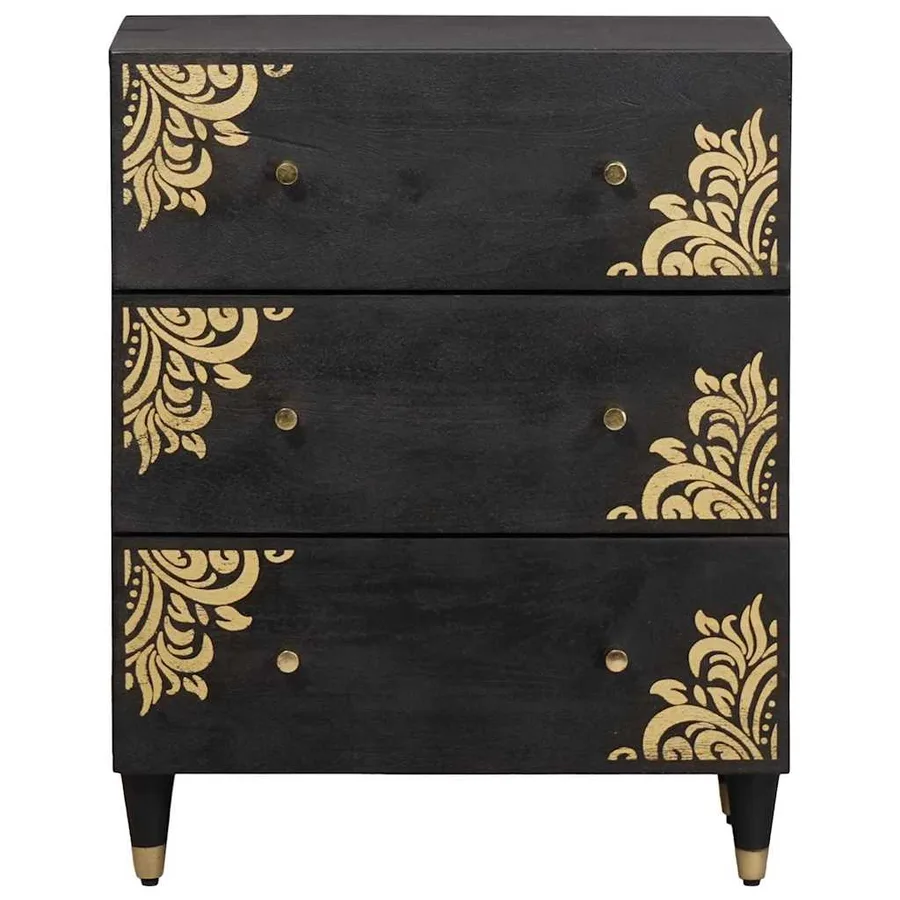 Buffet Noir 60 x 33 x 75 cm Bois de mangue massif - 3