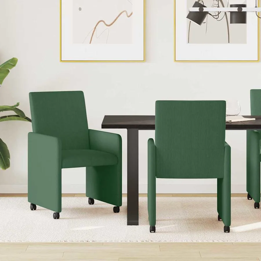 Chaises de Salle à Manger avec Roues 2 pcs Vert gris