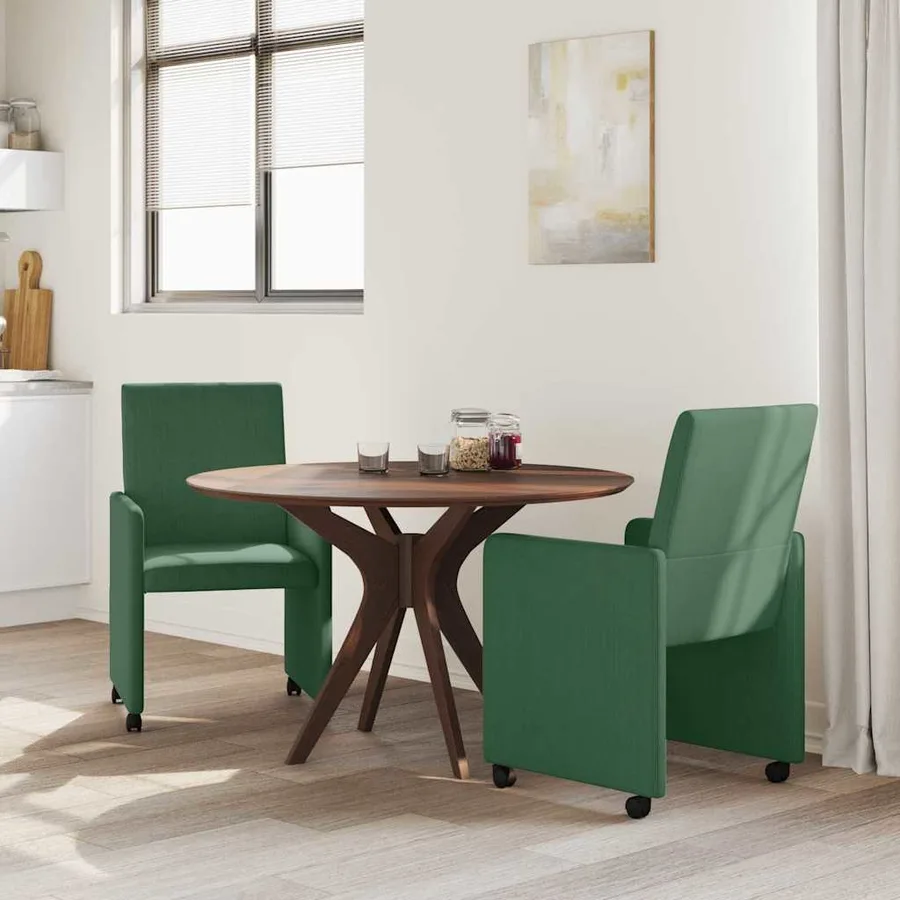 Chaises de Salle à Manger avec Roues 2 pcs Vert gris - 3