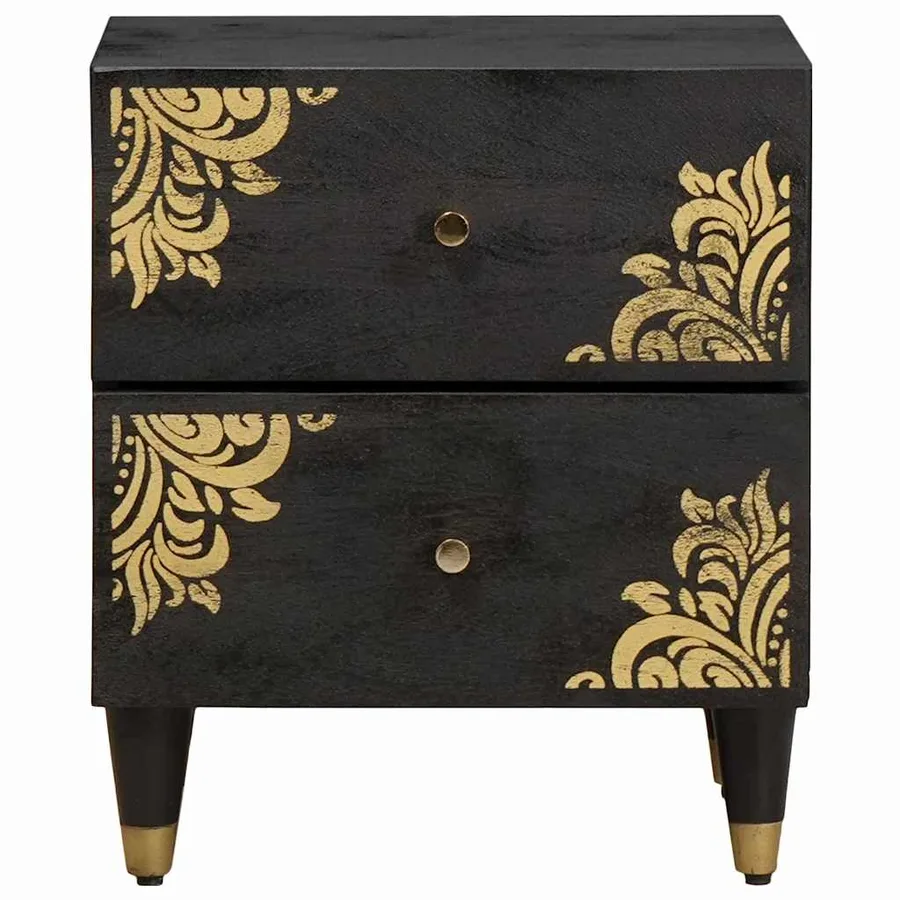 Cabinet de chevet avec tiroir 2 pcs Noir 40 x 33 x 46 cm - 4
