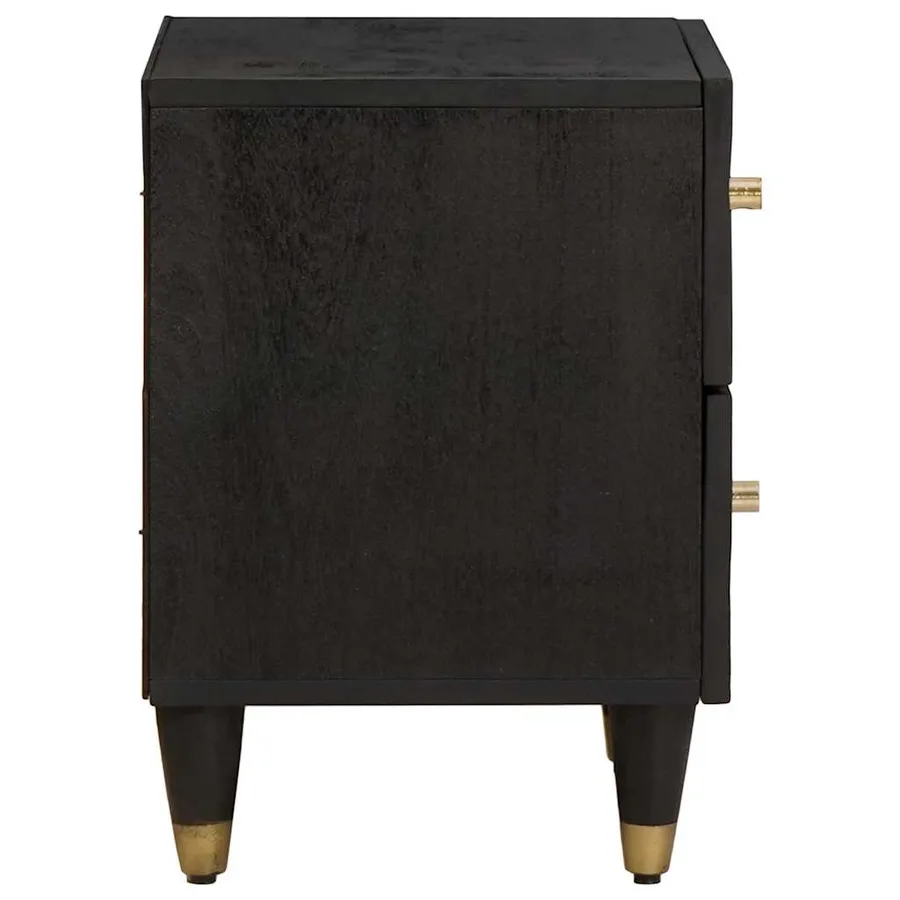 Cabinet de chevet avec tiroir 2 pcs Noir 40 x 33 x 46 cm - 5