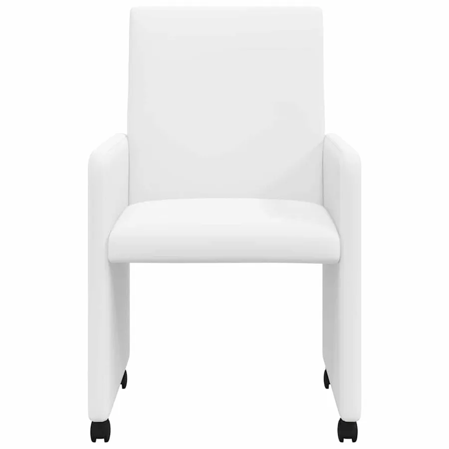 Chaises de Salle à Manger avec Roues 2 pcs Blanc Faux cuir - 4