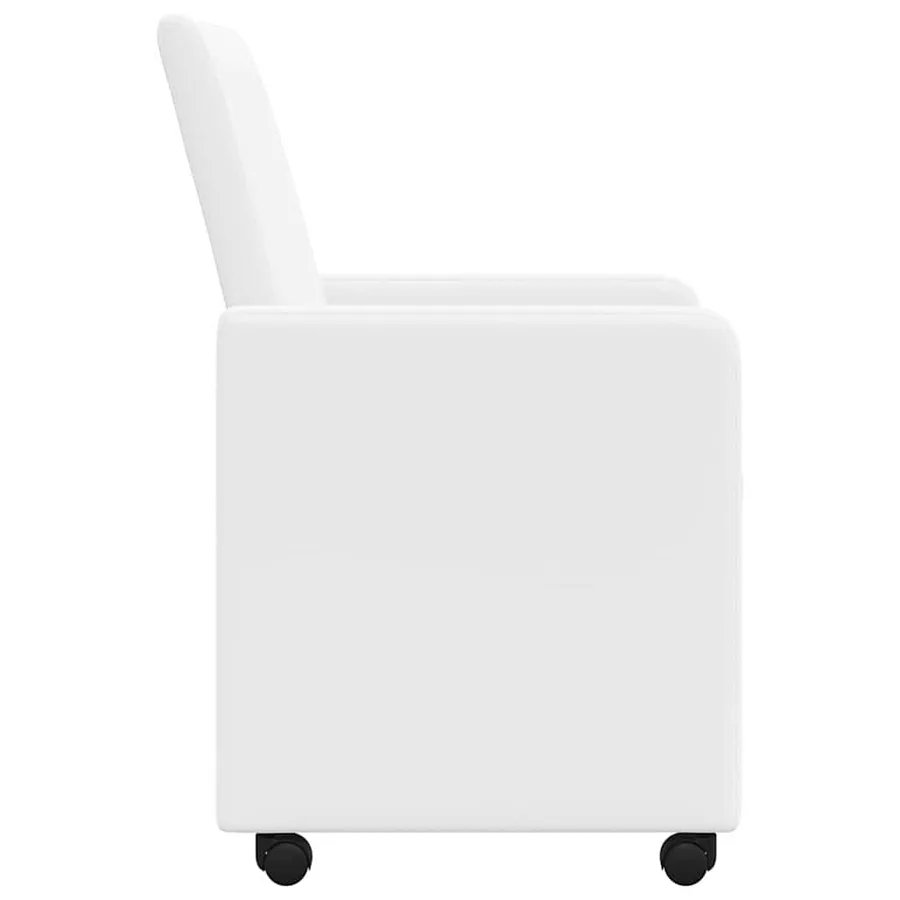 Chaises de Salle à Manger avec Roues 2 pcs Blanc Faux cuir - 5