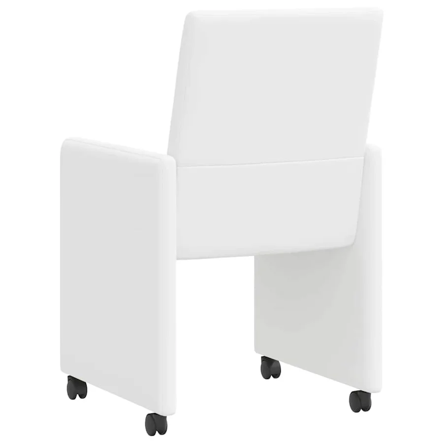 Chaises de Salle à Manger avec Roues 2 pcs Blanc Faux cuir - 6
