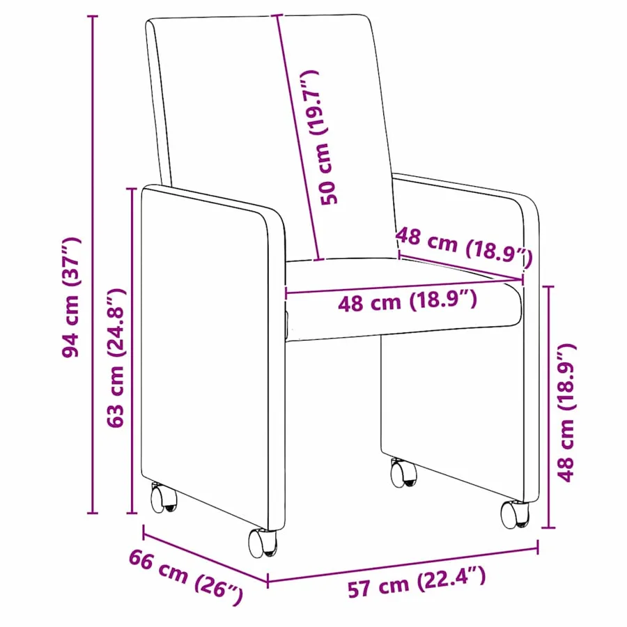 Chaises de Salle à Manger avec Roues 2 pcs Marron Faux cuir - 11