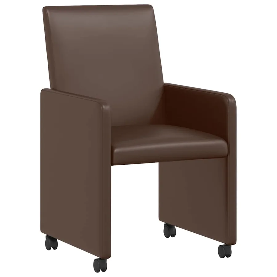 Chaises de Salle à Manger avec Roues 2 pcs Marron Faux cuir - 2