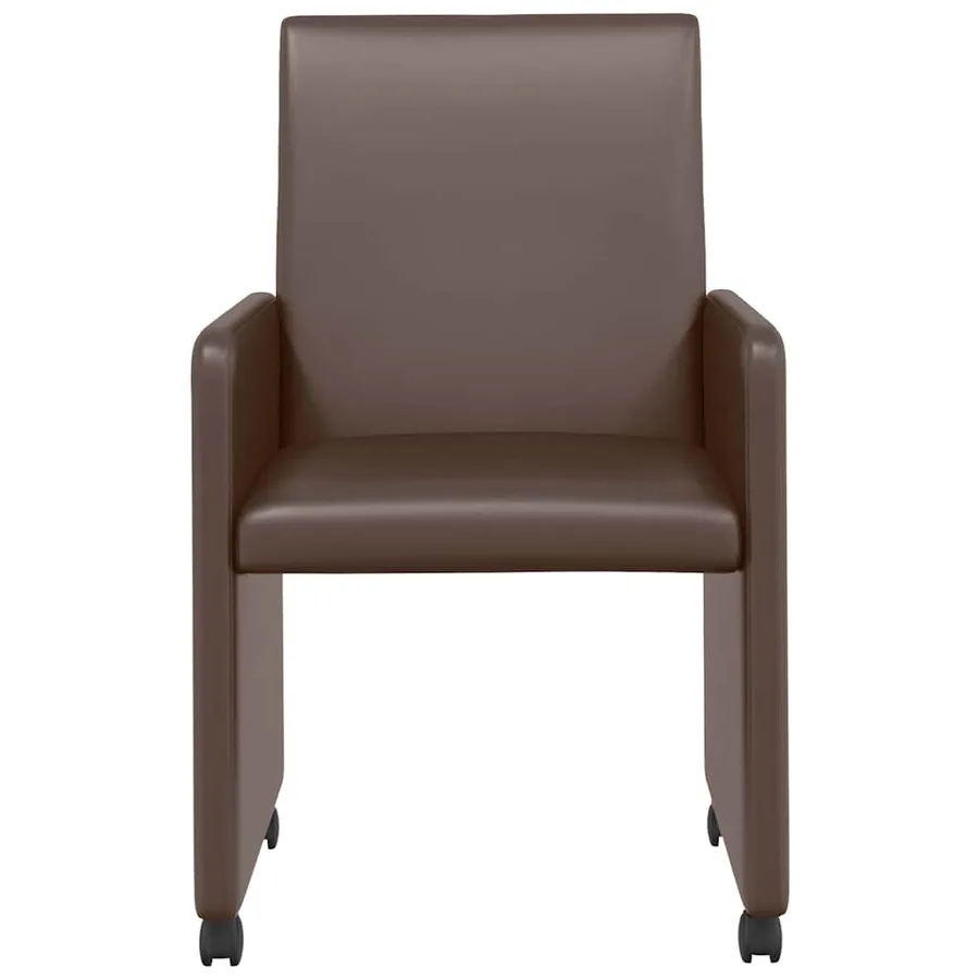 Chaises de Salle à Manger avec Roues 2 pcs Marron Faux cuir - 4