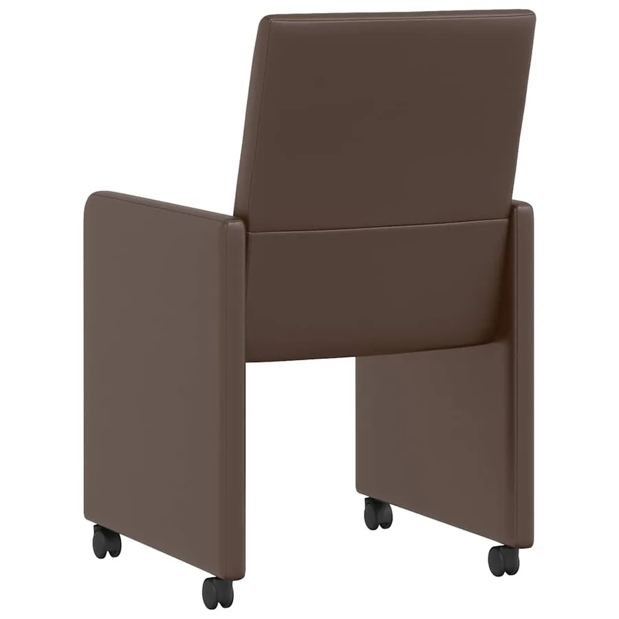 Chaises de Salle à Manger avec Roues 2 pcs Marron Faux cuir - 6