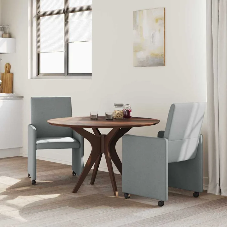 Chaises de Salle à Manger avec Roues 2 pcs Gris clair tissu - 3