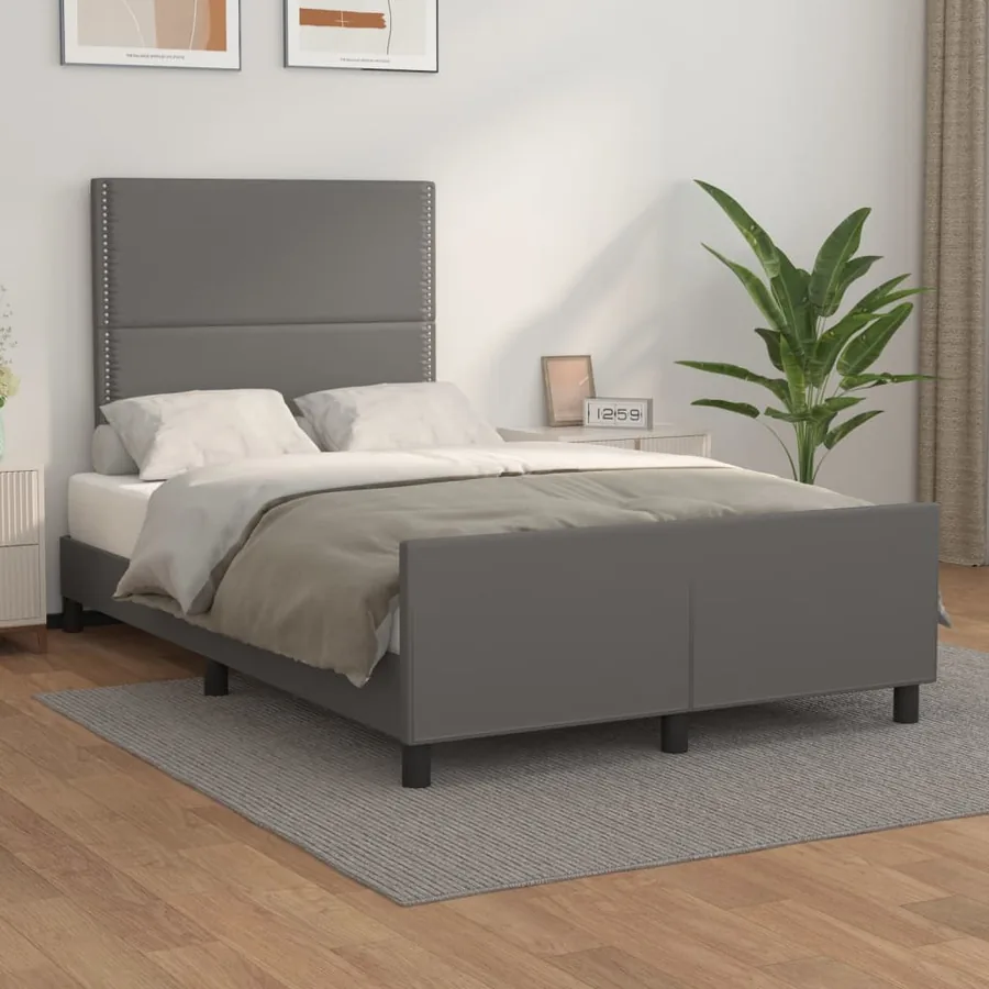 Cadre de lit sans matelas gris 120x200 cm similicuir
