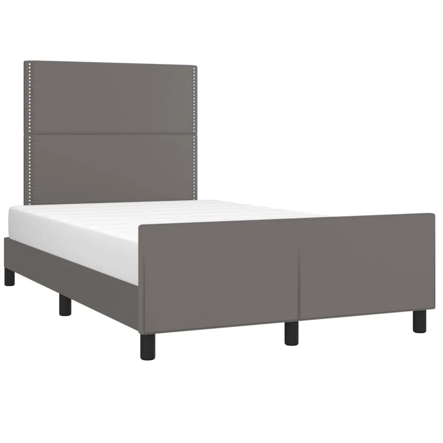 Cadre de lit sans matelas gris 120x200 cm similicuir - 3