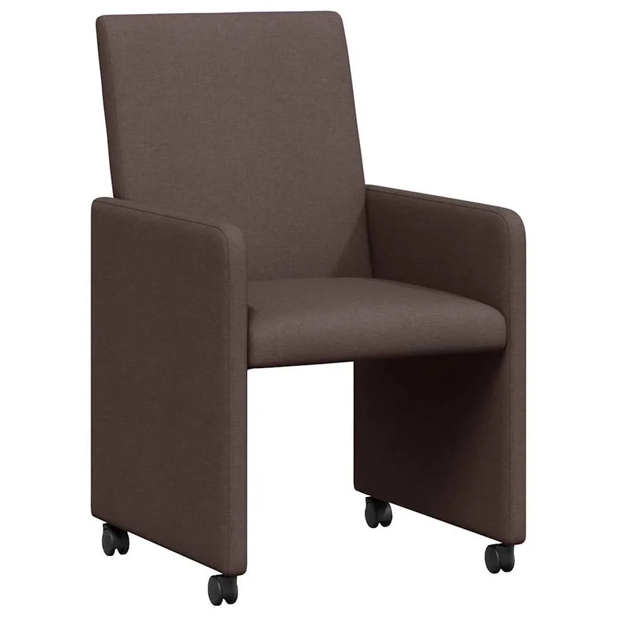 Chaises de Salle à Manger avec Roues 2 pcs Marron foncé tissu - 2