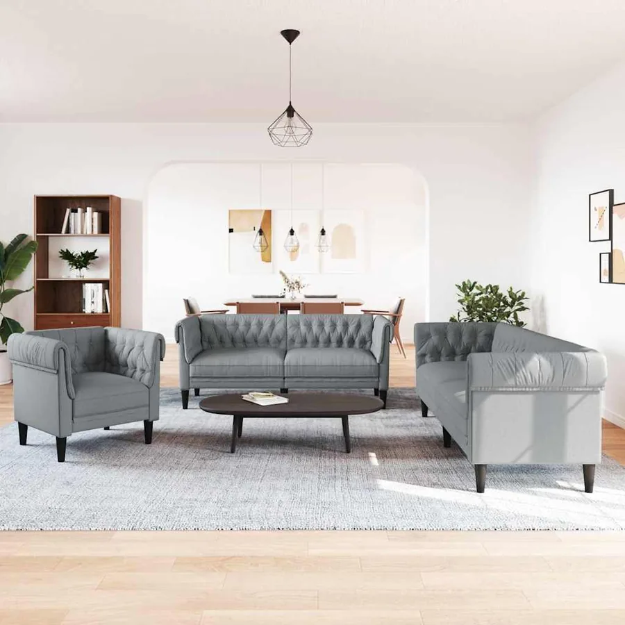 Canapé de salon 3 pcs Gris clair 201,5 x 74,5 x 74,5 cm tissu