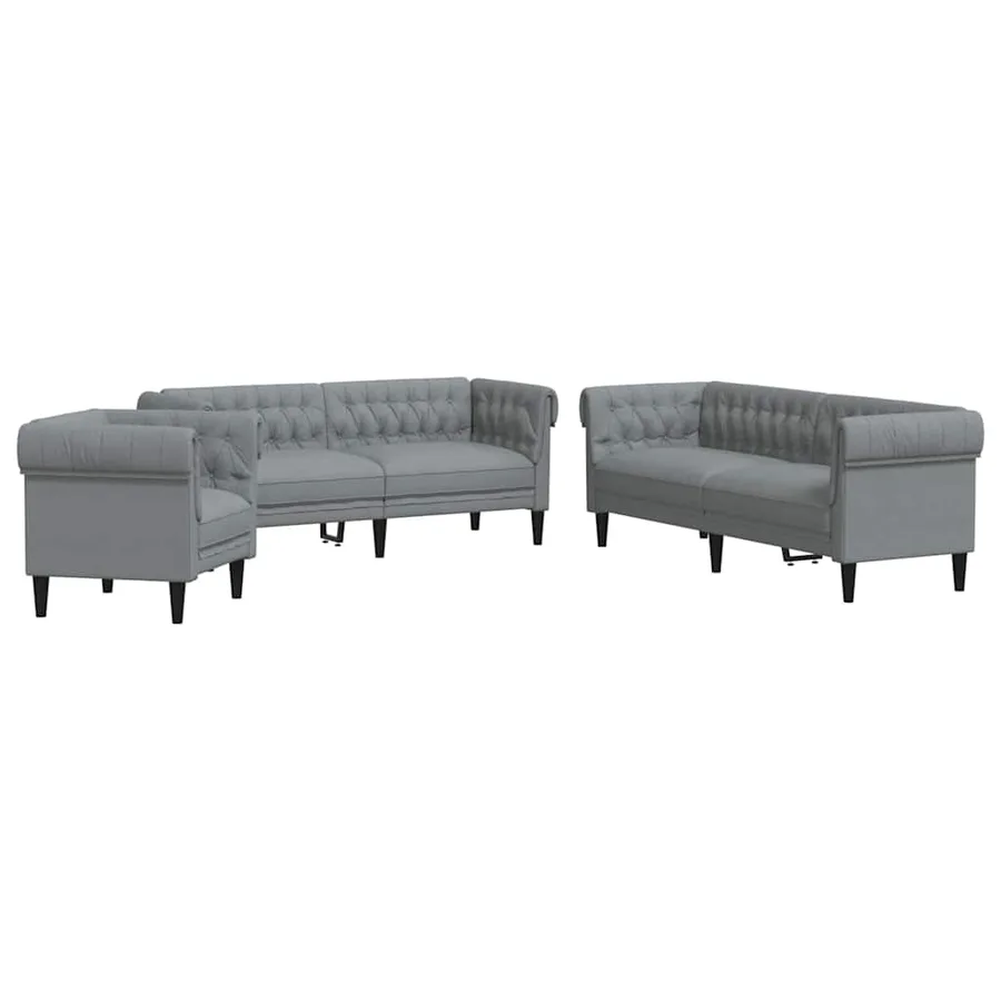Canapé de salon 3 pcs Gris clair 201,5 x 74,5 x 74,5 cm tissu - 2