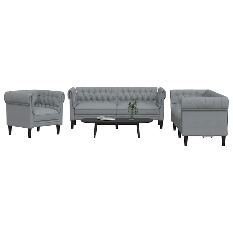Canapé de salon 3 pcs Gris clair 201,5 x 74,5 x 74,5 cm tissu - 3